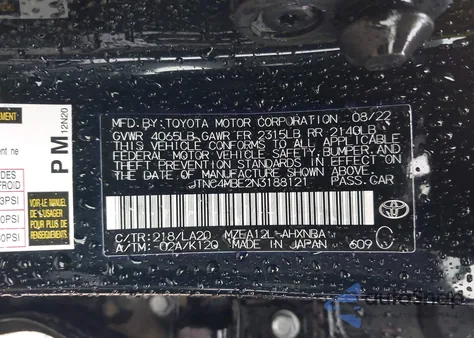 2022 Toyota Corolla Xse from USA, damaged, VIN JTNC4MBE2N3188121